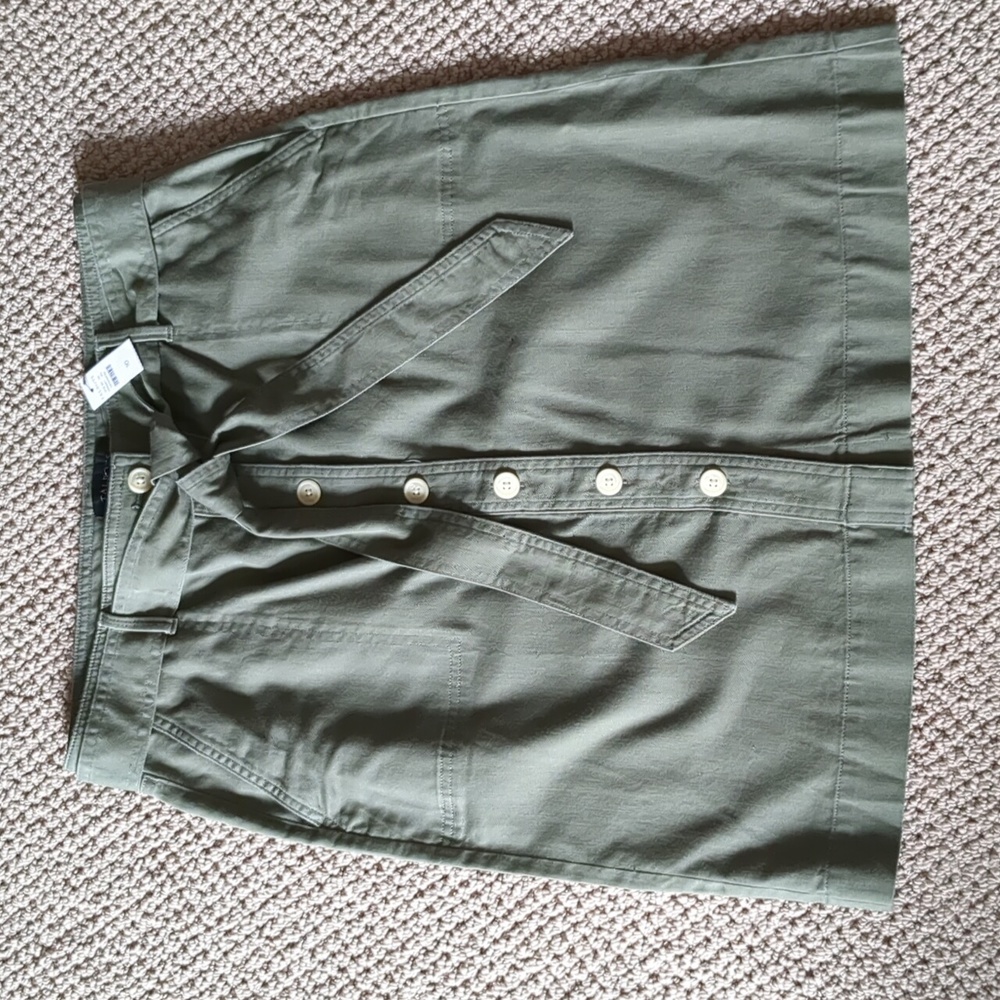 Talbots Olive Drab Belted Button front 4 Pocket Skirt